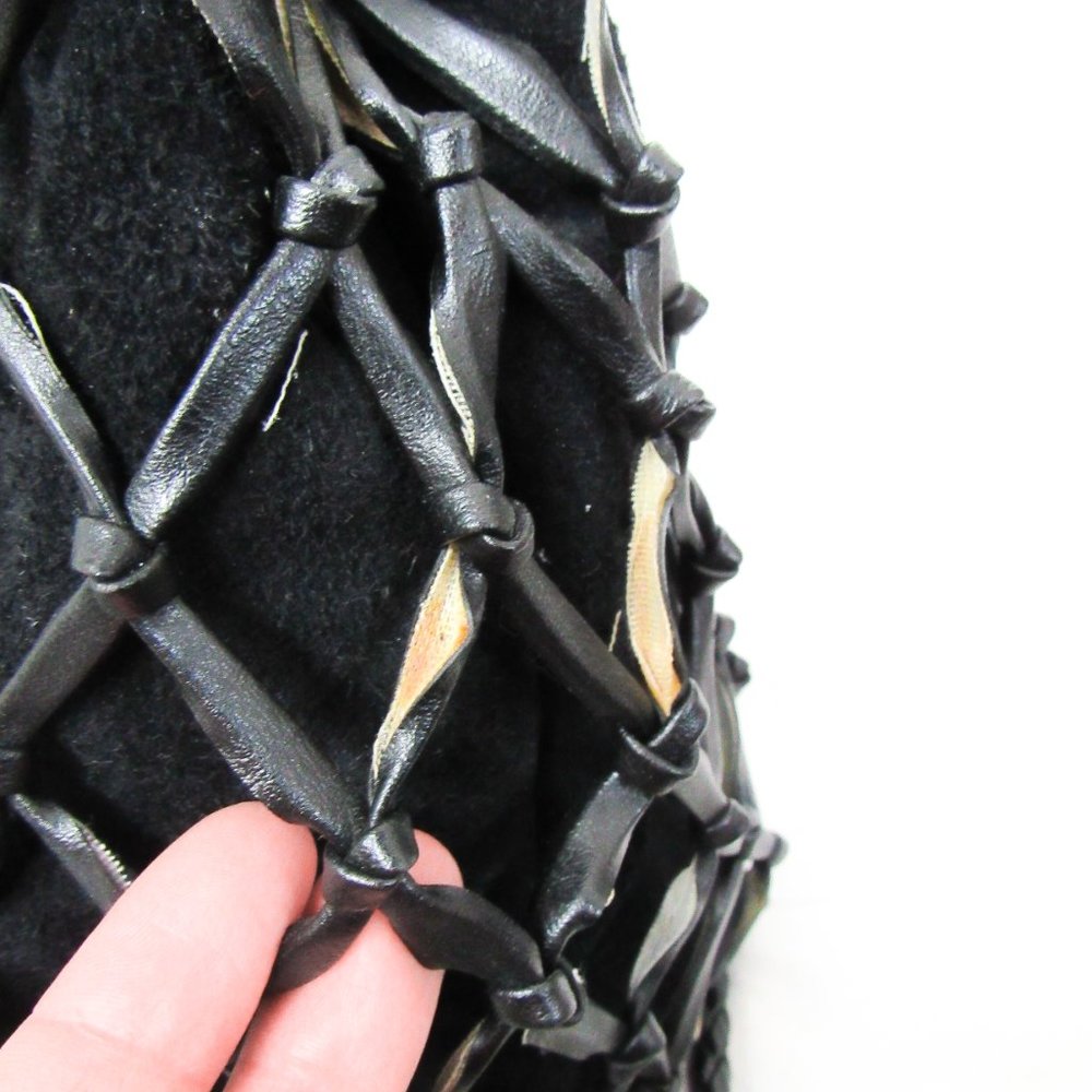 VINTAGE Tiannl Italian Black Suede Leather Purse Shoulder Bag Classic Gold - Picture 6 of 10